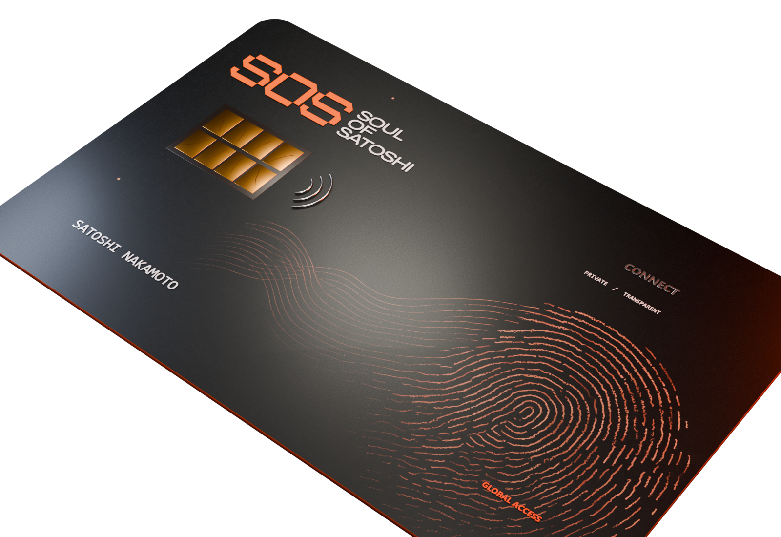 Obsidian SOS Connect payment card concept with the official Soul of Satoshi identity